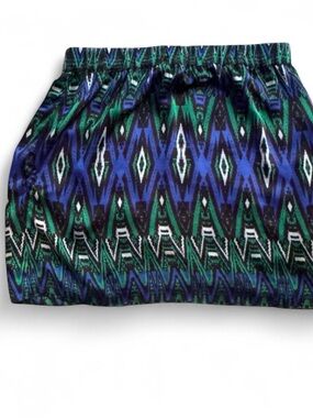 Chaus Blue and Green Geometric Print Skirt